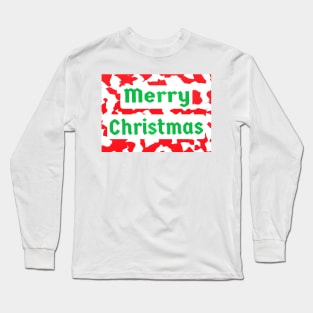 Merry Christmas Red and White Peppermint Candy Cane with Green Letters Long Sleeve T-Shirt